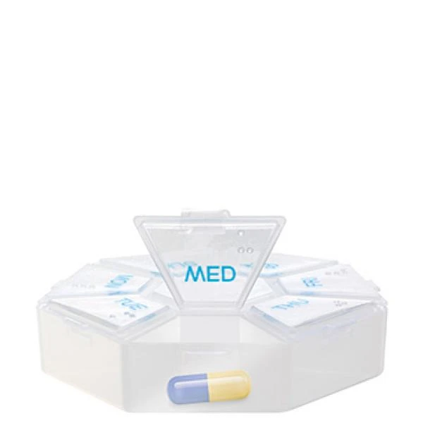 Lifemed Wochen-Pillendose, Kunststoff, transparent / blau (EAN: 4251594208761)