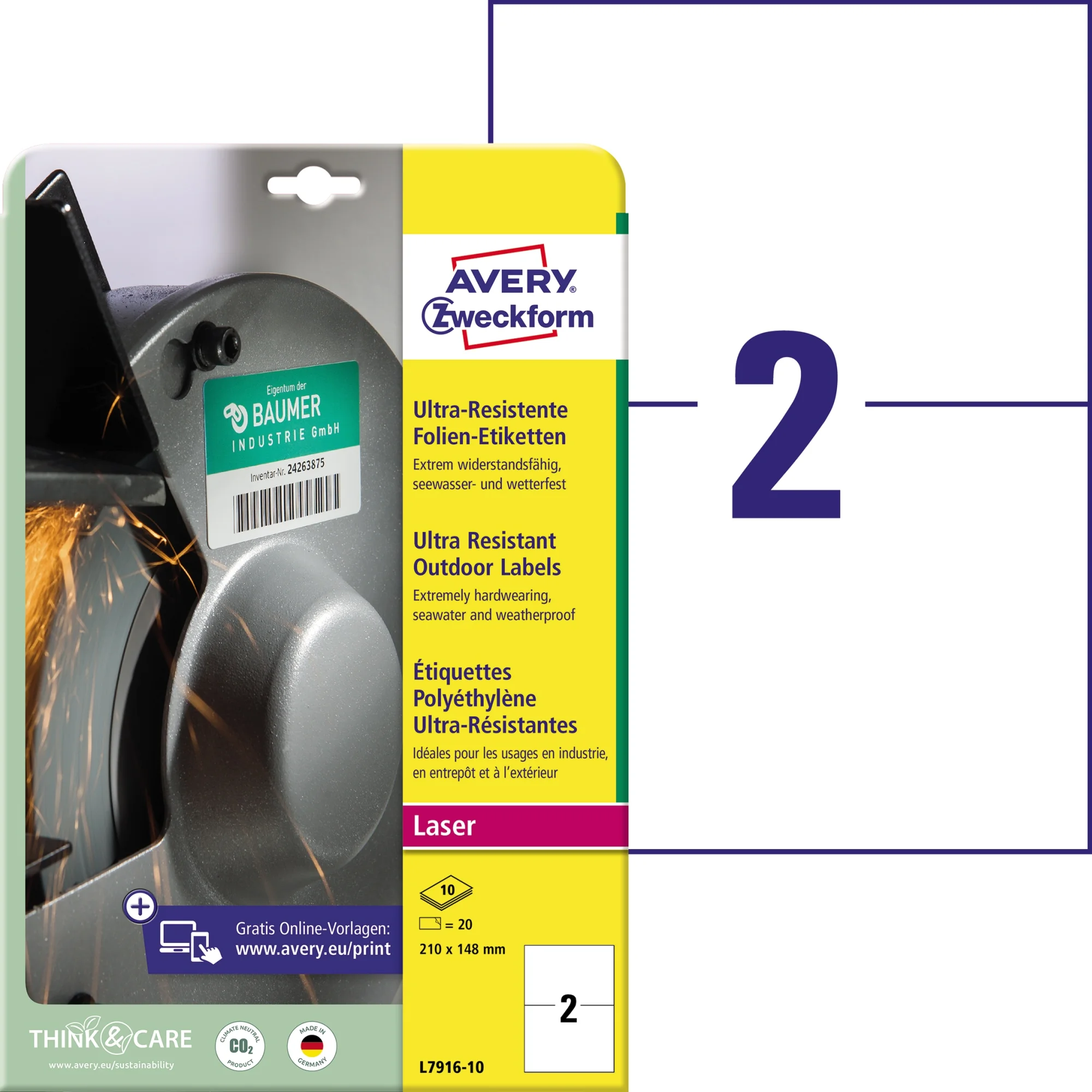 AVERY Zweckform Ultra-Resist. Folien-Etiketten, 210 x 148 mm (EAN: 4004182068038)
