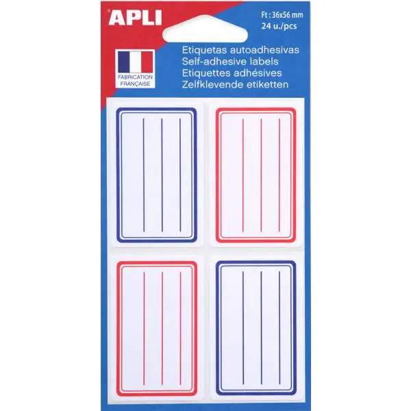 APLI Buchetiketten, weiß/blau, 34 x 75 mm, liniert (EAN: 3270241119800)