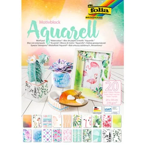 folia Motivblock "Aquarell", 240 x 340 mm, 20 Blatt (EAN: 4001868107807)