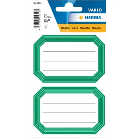HERMA Buchetiketten, grüne Randgestaltung, 82 x 55 mm (EAN: 4008705057165)