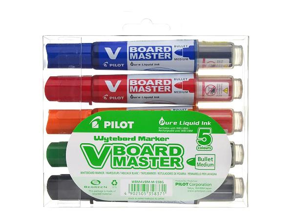 PILOT Whiteboard-Marker V BOARD MASTER, Rundspitze, 5er Etui (EAN: 4902505358371)