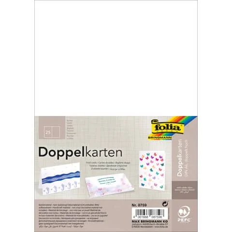 folia Klappkarte, 190 g/qm, DIN A6, weiß (EAN: 4001868087598)