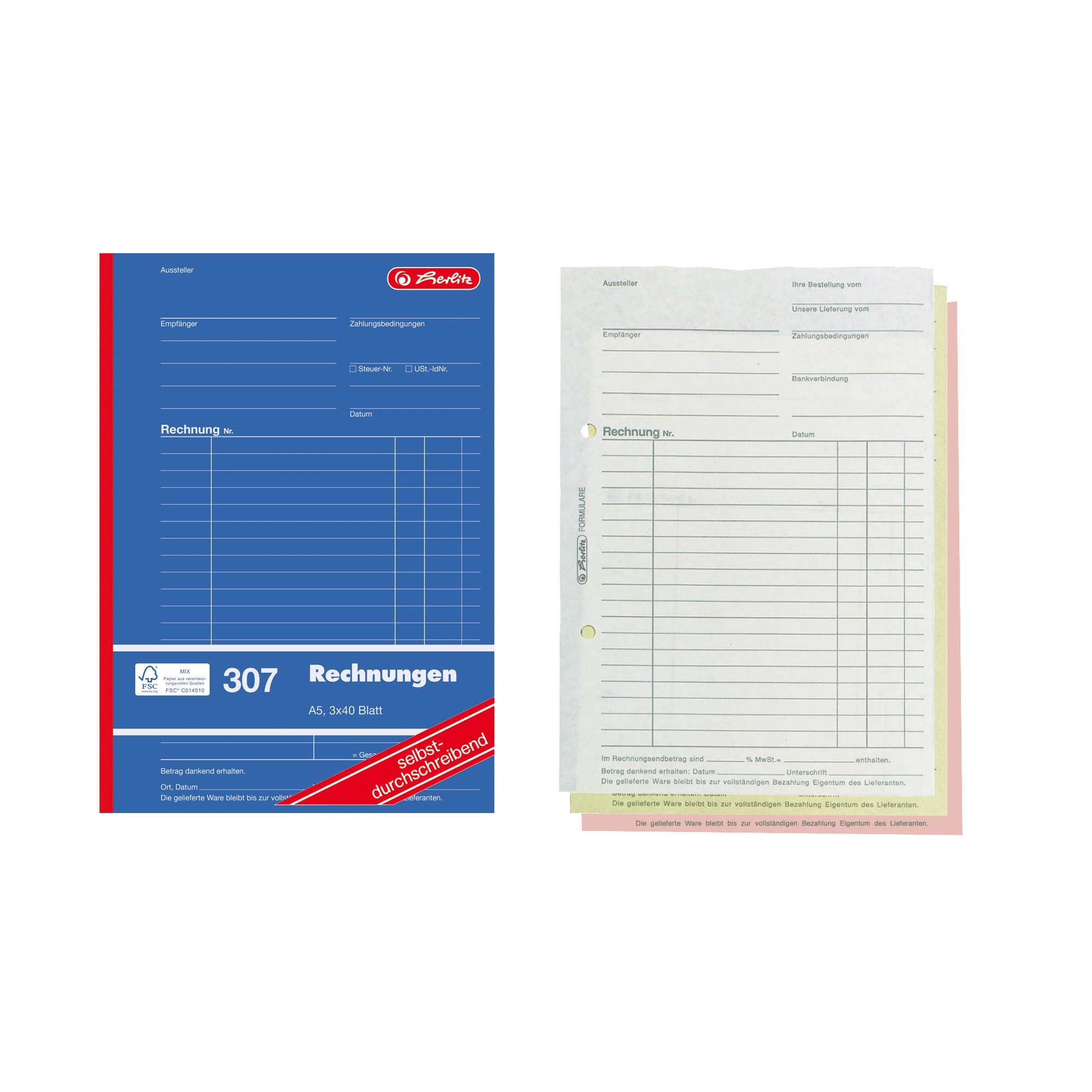 herlitz Formularbuch "Rechnung 307", DIN A5, 3 x 40 Blatt (EAN: 4008110888545)