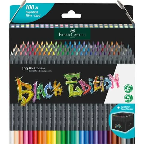 FABER-CASTELL Dreikant-Buntstifte Black Edition, 100er Etui (EAN: 4005401164111)