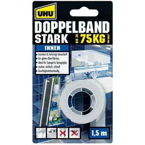 UHU Montage-Klebeband STARK, doppelseitig, bis 50 kg, weiß (EAN: 4026700468557)