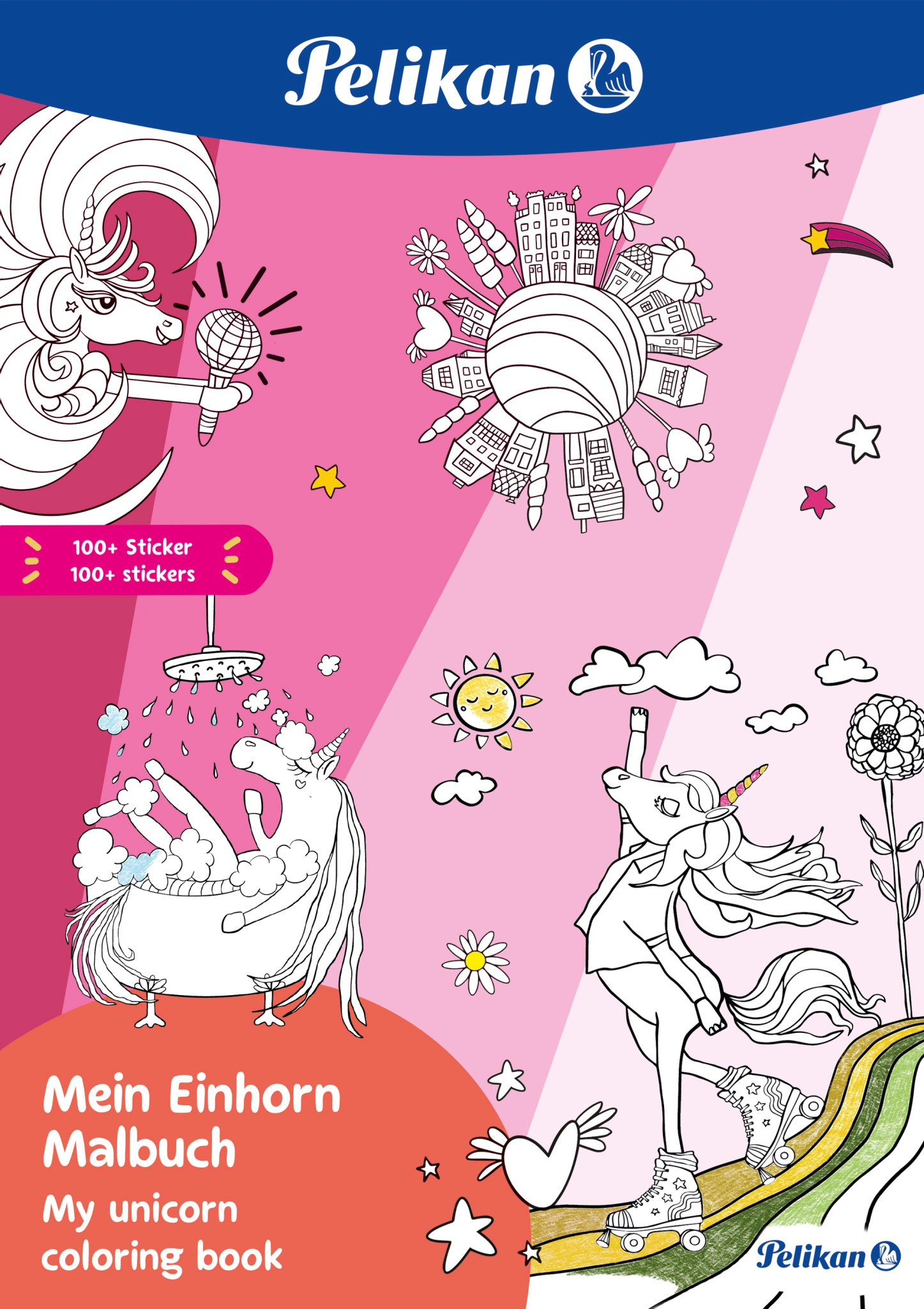 Pelikan Malbuch "Mein Einhorn", DIN A4, inkl. 100 Sticker, weiß (EAN: 4012700101532)