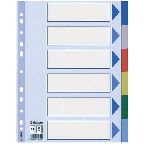 Esselte Kunststoff-Register, blanko, A4, PP, 6-teilig (EAN: 5902812152609)