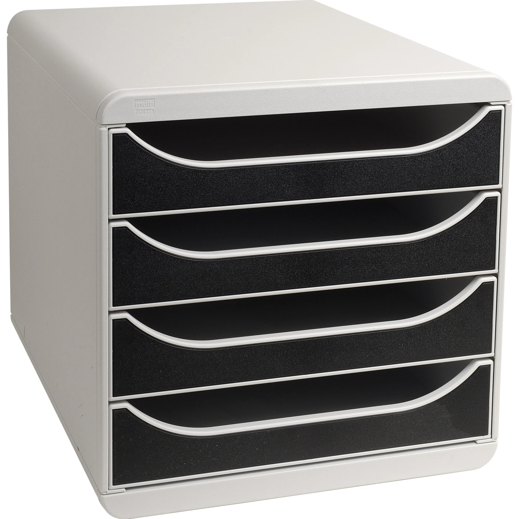 EXACOMPTA Schubladenbox BIG-BOX, 4 Schübe, lichtgrau/schwarz (EAN: 9002493023529)