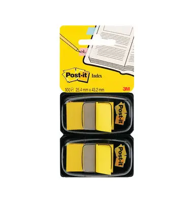 Post-it Haftmarker Index, 25,4 x 43,2 mm, gelb, 2er Spender (EAN: 0051141920610)