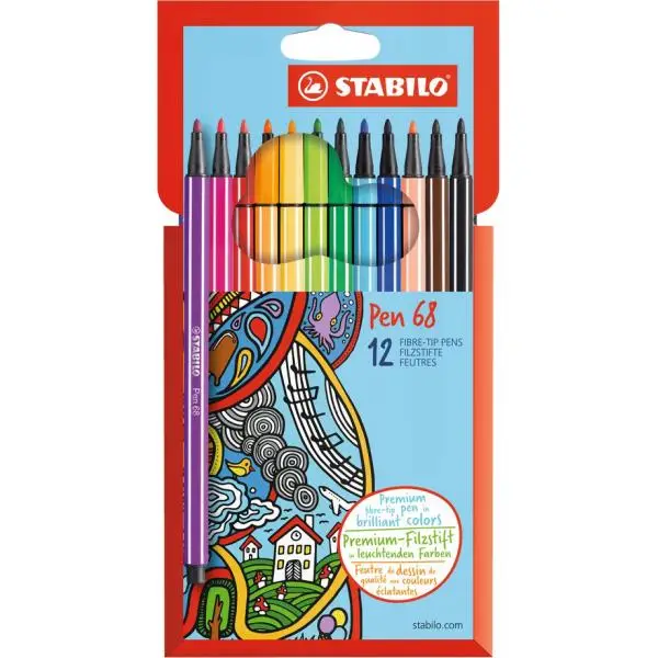 STABILO Fasermaler Pen 68, 12er Kartonetui (EAN: 4006381483834)