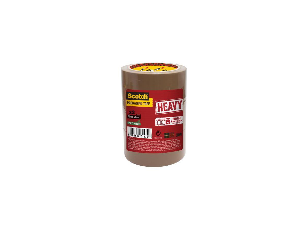 3M Scotch Verpackungsklebeband HEAVY, 50 mm x 66 m, braun (EAN: 8021684012754)