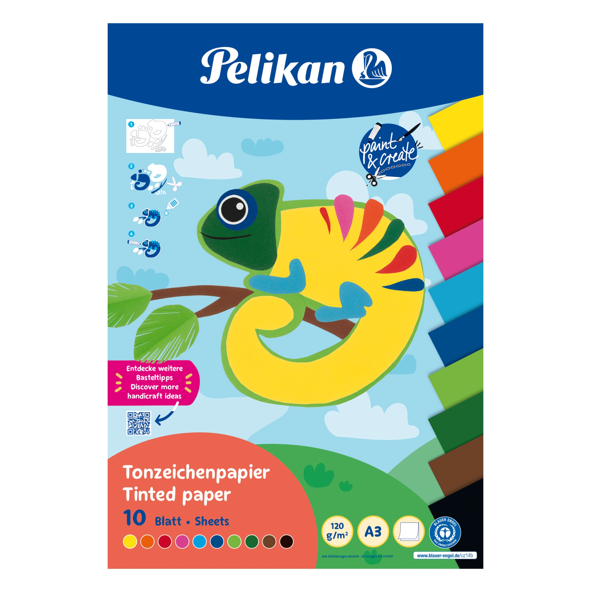 Pelikan Tonpapierblock, DIN A3, 10 Blatt, farbig sortiert (EAN: 4012700101990)