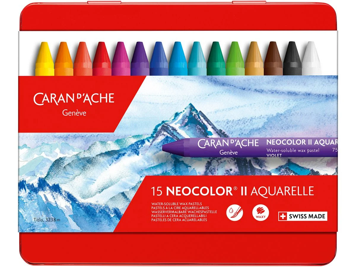 CARAN D'ACHE Aquarell-Wachsmalstift NEOCOLOR II, 15er Etui, farbig sortiert (EAN: 7610186243158)