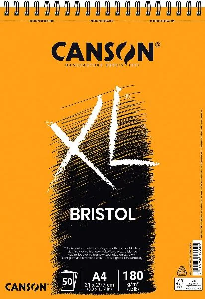 CANSON Skizzen- und Studienblock XL BRISTOL, DIN A4, extra weiß (EAN: 3148950033505)