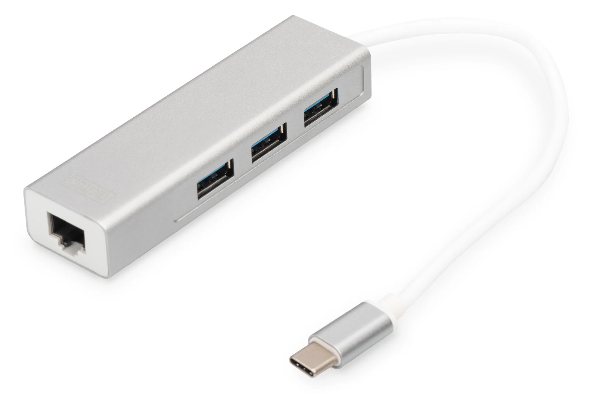 DIGITUS USB 3.0 Hub Super Speed, 3-Port + Ethernet, silber (EAN: 4016032430100)