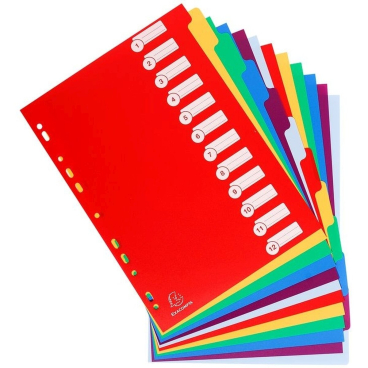 EXACOMPTA Kunststoff-Register, blanko, A4, 12-teilig (EAN: 3130630049128)