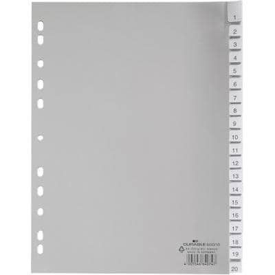 DURABLE Kunststoff-Register, A4, PP, 20-teilig, grau (EAN: 4005546640747)