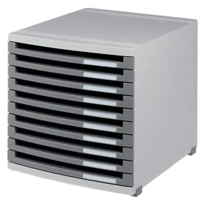 HAN Schubladenbox CONTUR, 10 offene Schübe, lichtgrau / dunkelgrau (EAN: 4012473151000)