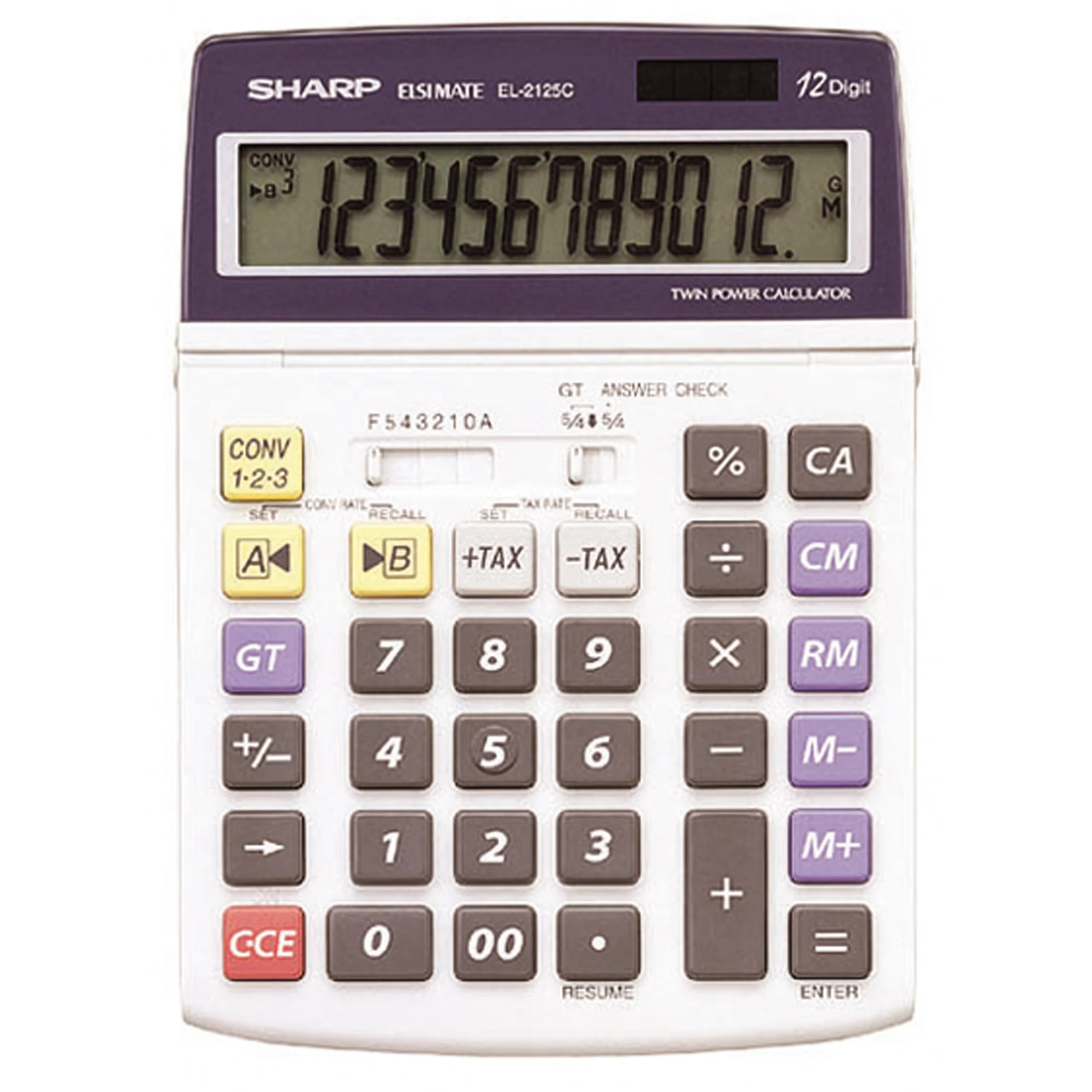 SHARP Tischrechner EL-2125 C, Solar-/ Batteriebetrieb (EAN: 4974019022772)