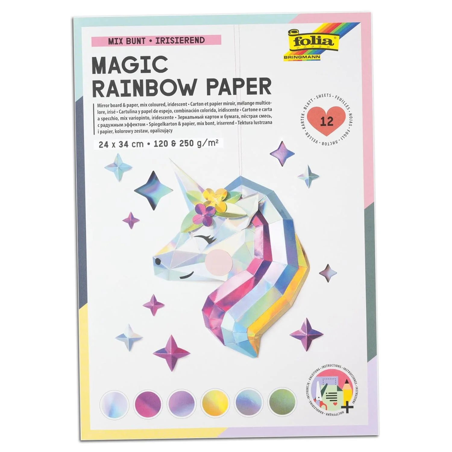 folia Regenbogen-Papier Block MAGIC RAINBOW, 240 x 340 mm (EAN: 4001868125993)