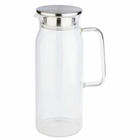 APS Glaskaraffe mit Deckel, 1,5 Liter, Glas/Edelstahl, Transparent (EAN: 4004133107922)