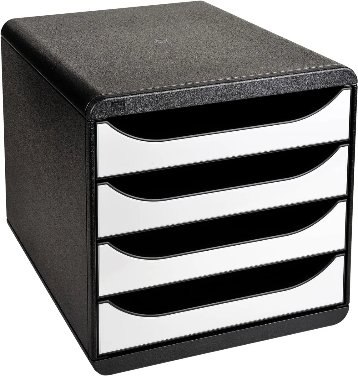 EXACOMPTA Schubladenbox BIG-BOX, 4 Schübe, weiß glänzend, schwarz/weiß glänzend (EAN: 9002493423053)