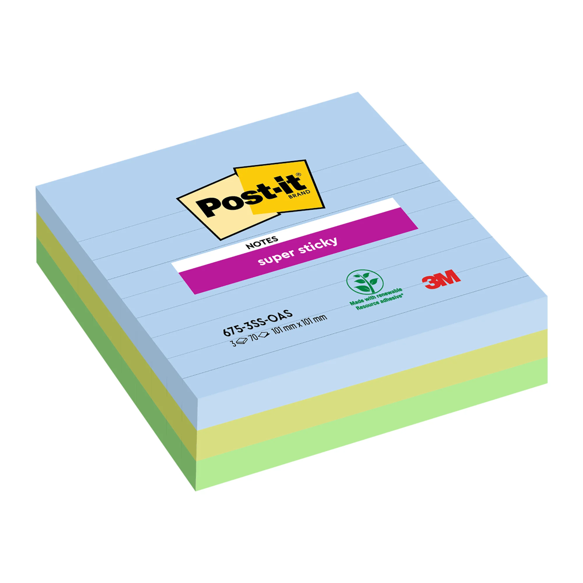 Post-it Haftnotizen super sticky notes, liniert, 101x101 mm (EAN: 4054596926974)