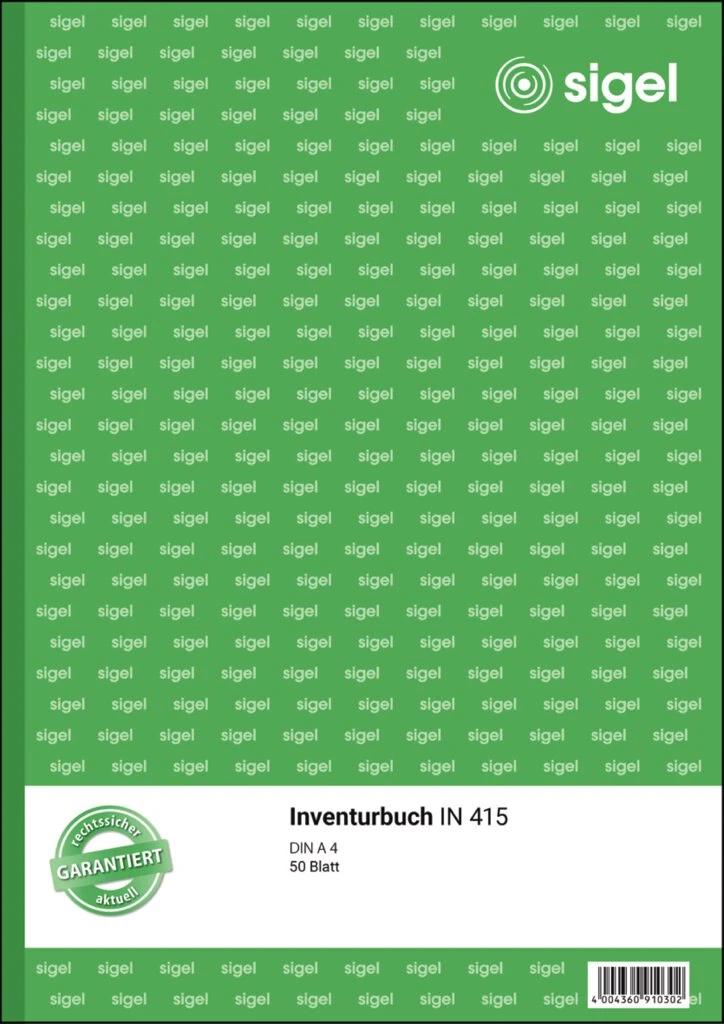 sigel Formularbuch "Inventurbuch",  A4, 50 Blatt (EAN: 4004360910302)