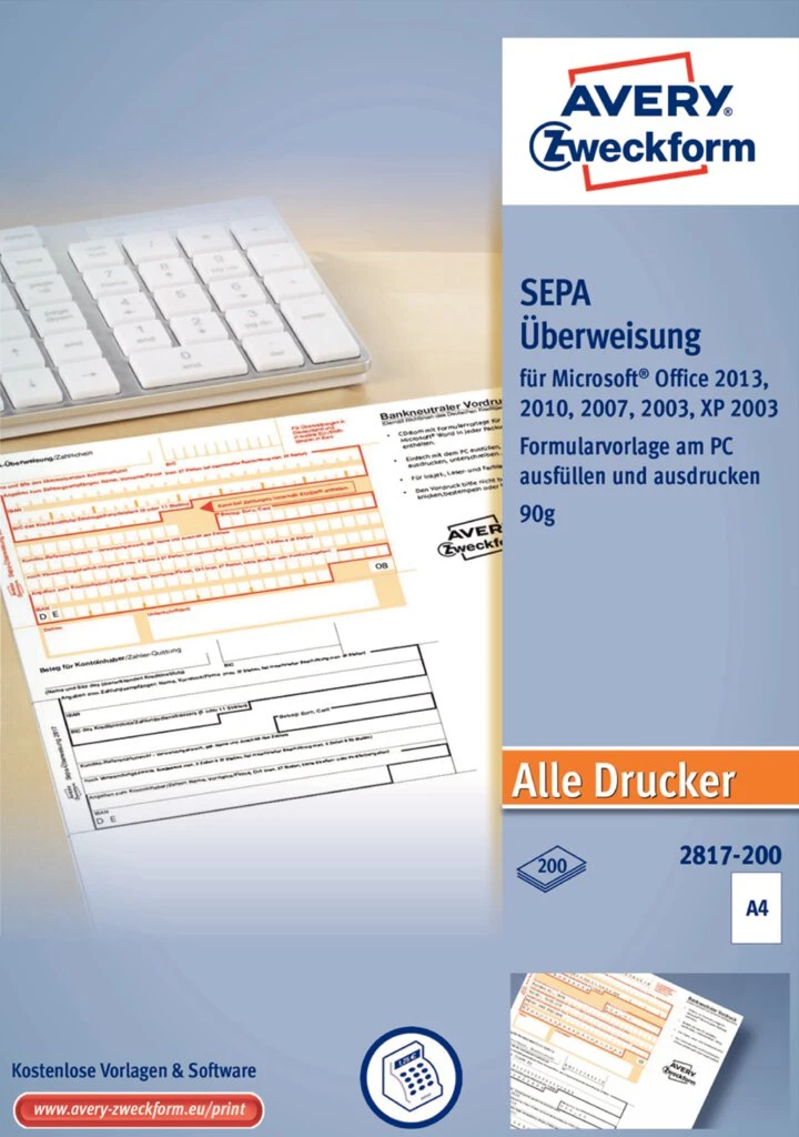 AVERY Zweckform Vordruck "Sepa-Standardüberweisung", DIN A4 (EAN: 4004182028346)