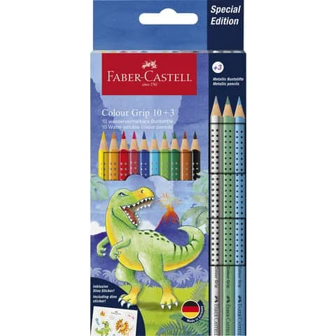 FABER-CASTELL Dreikant-Buntstifte Colour GRIP Dino, 10+3 (EAN: 4005402015450)