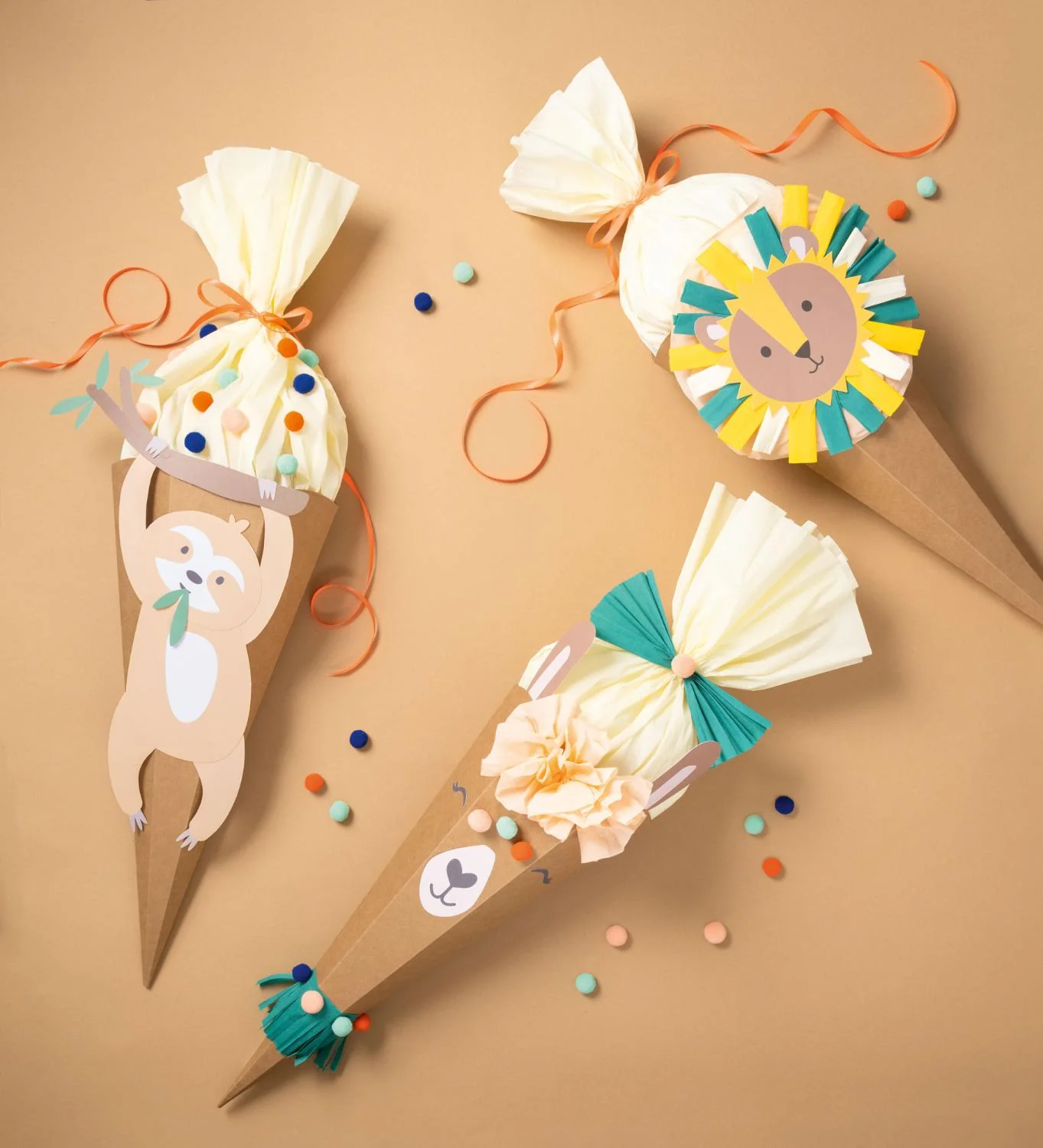 folia Schultüten-Bastelset SAFARI SCHOOL, 3 Motive, natur (EAN: 4001868130461)