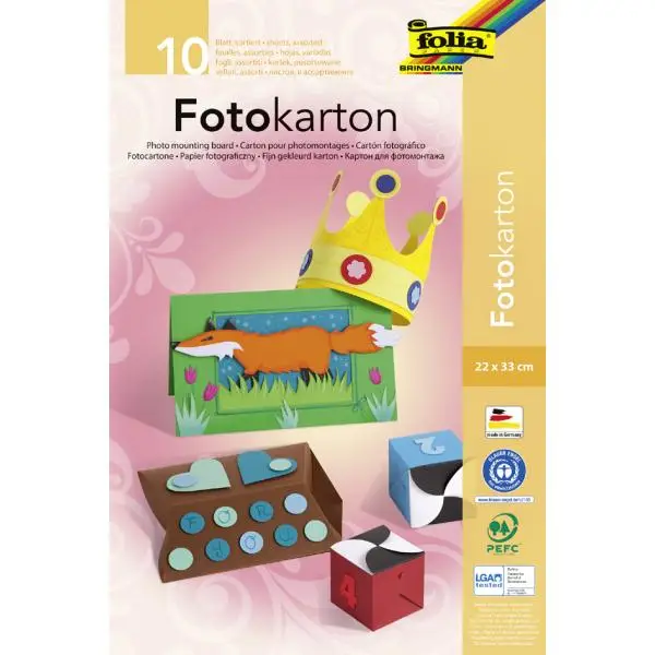 folia Fotokartonblock, 220 x 330 mm, farbig sortiert (EAN: 4001868006063)