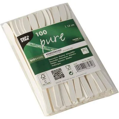 PAPSTAR Papier-Rührstäbchen "pure", Länge: 140 mm, weiß (EAN: 4002911880708)