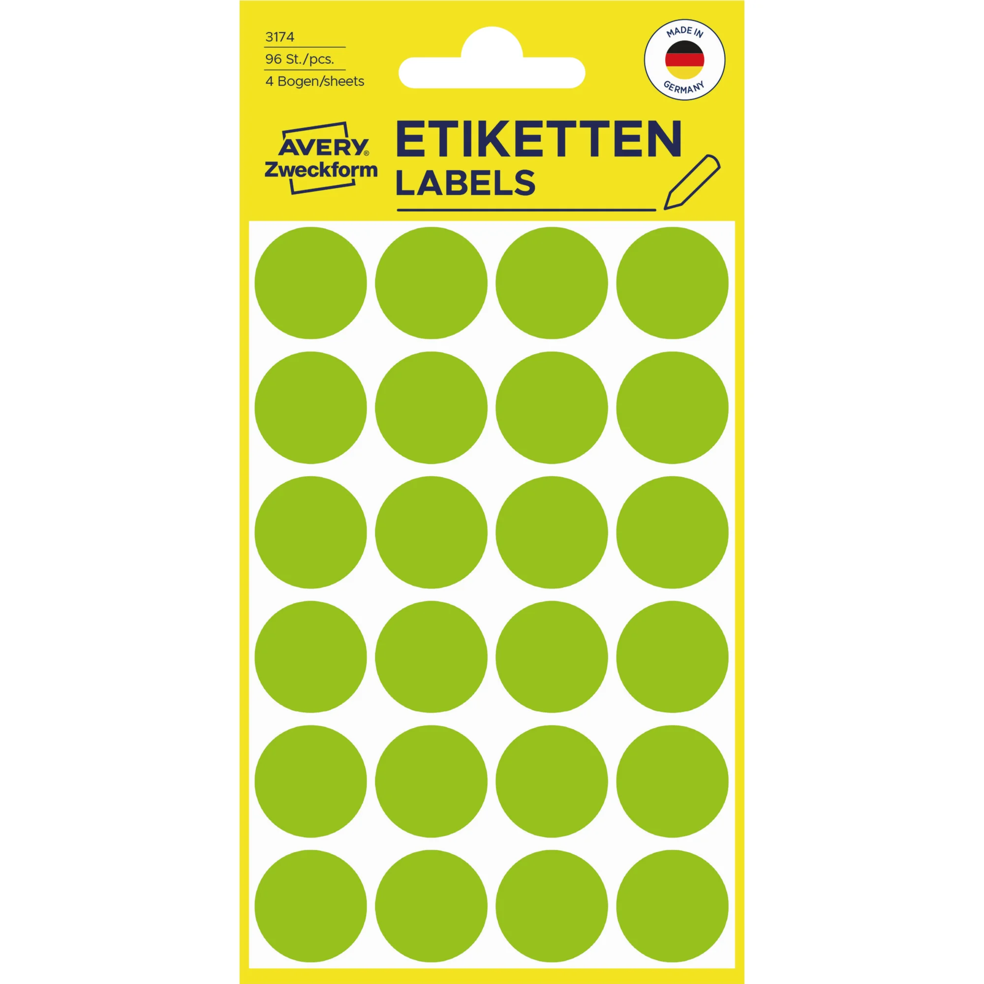 AVERY Zweckform Markierungspunkte, Durchmesser 18 mm,, leuchtgrün (EAN: 4004182031742)