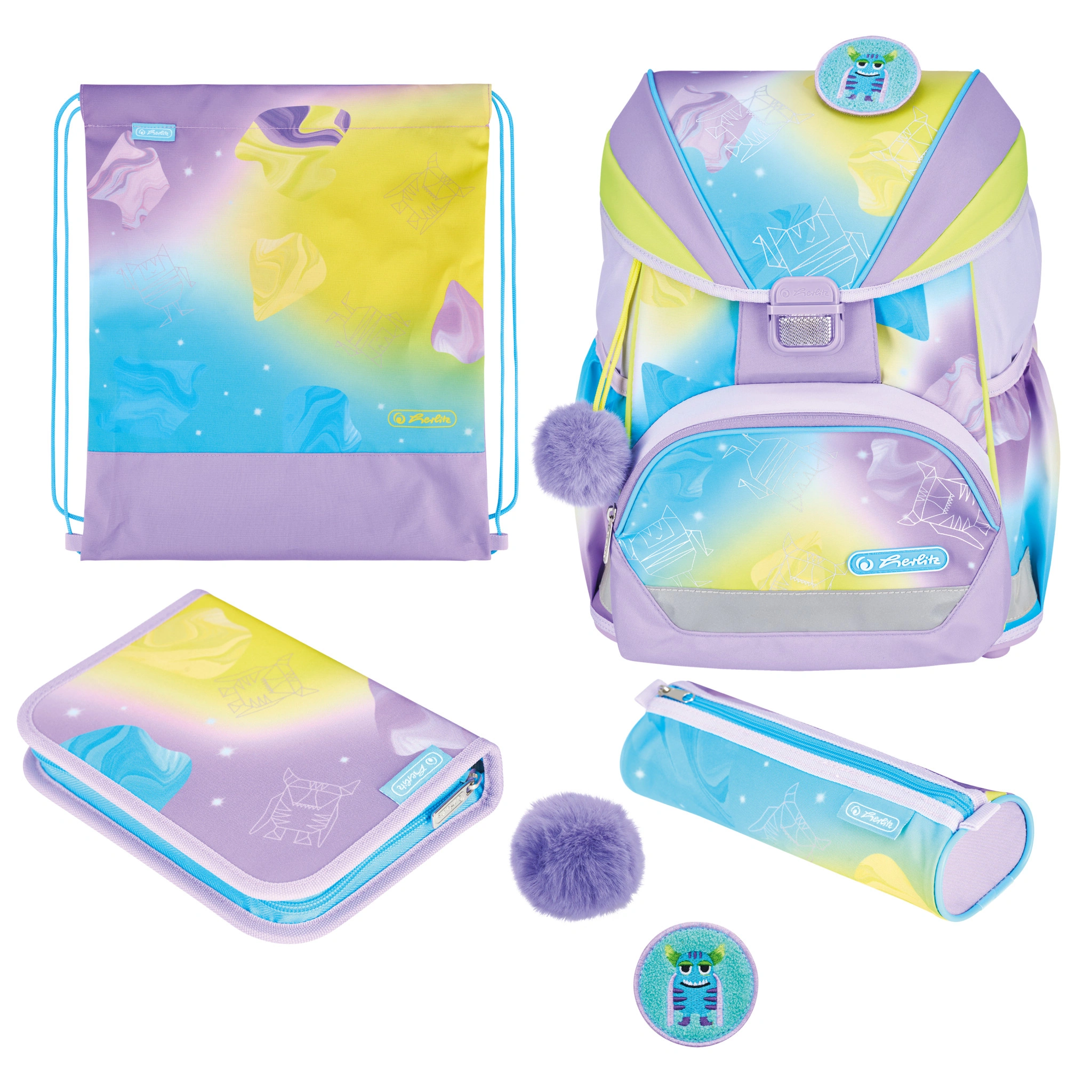 herlitz Schulranzen UltraLight XL Plus "Little Monster", türkis/lila/gelb (EAN: 4008110396392)