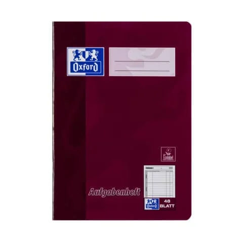Oxford Aufgabenheft, DIN A5, 48 Blatt, farbig sortiert, blau und rot (EAN: 4006144964532)