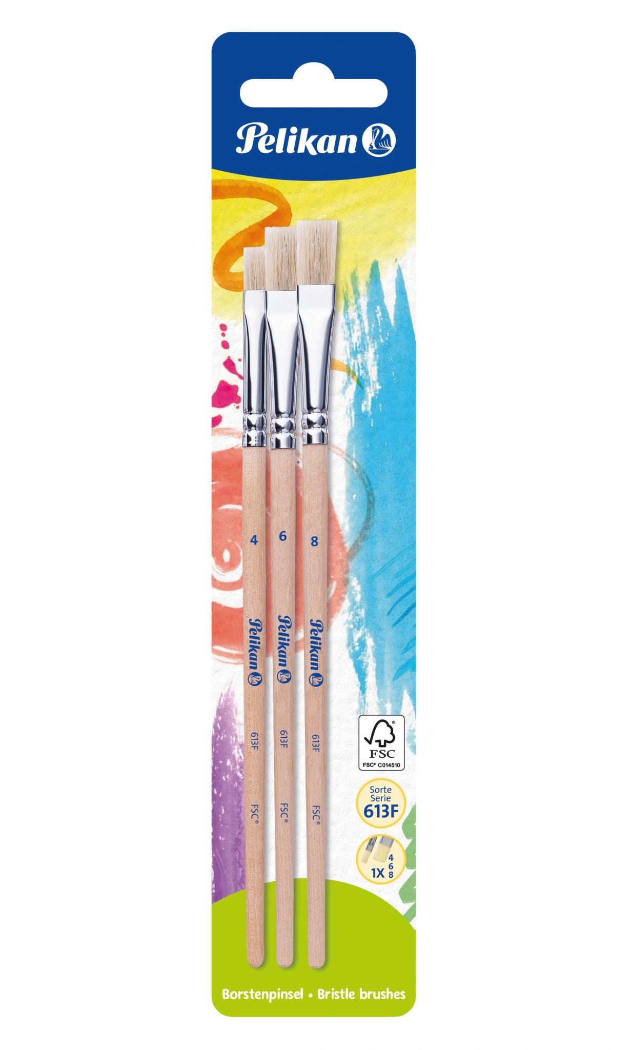 Pelikan Borstenpinsel-Set 613 F, 3-teilig, sortiert (EAN: 4012700700360)