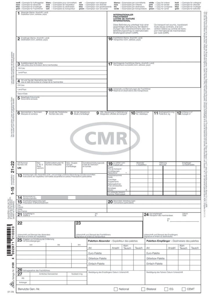 RNK Verlag Vordruck "Internationaler Frachtbrief (CMR)", SD (EAN: 4002871210041)