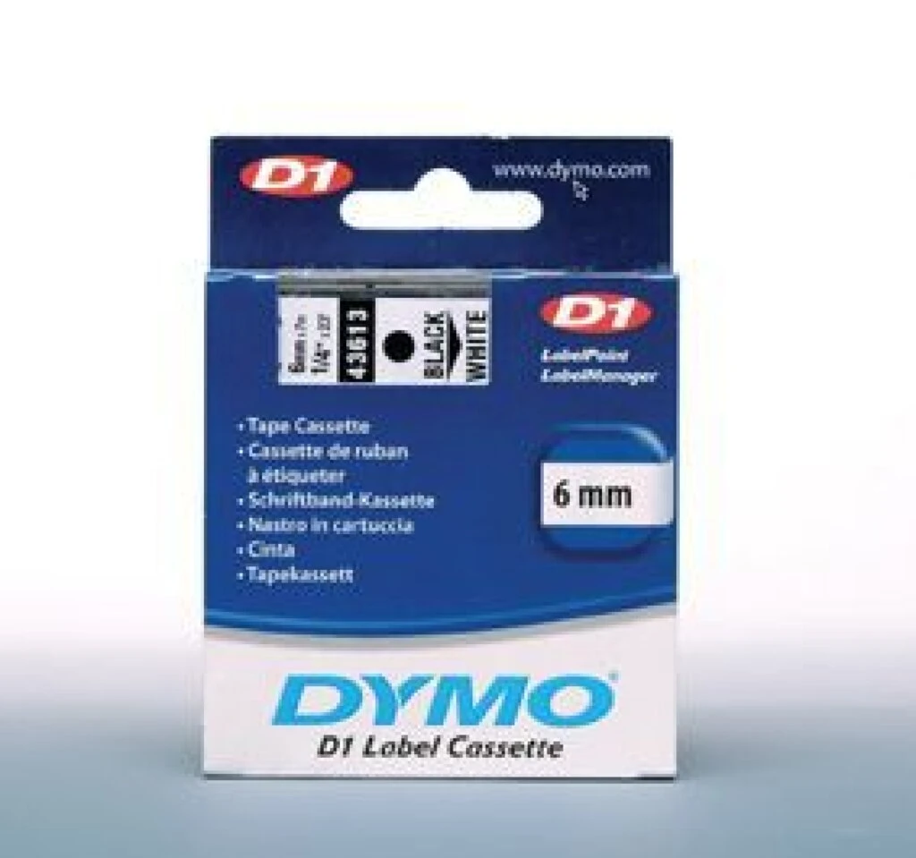 DYMO D1 Schriftbandkassette schwarz/weiß, 6 mm x 7 m (EAN: 5411313436137)