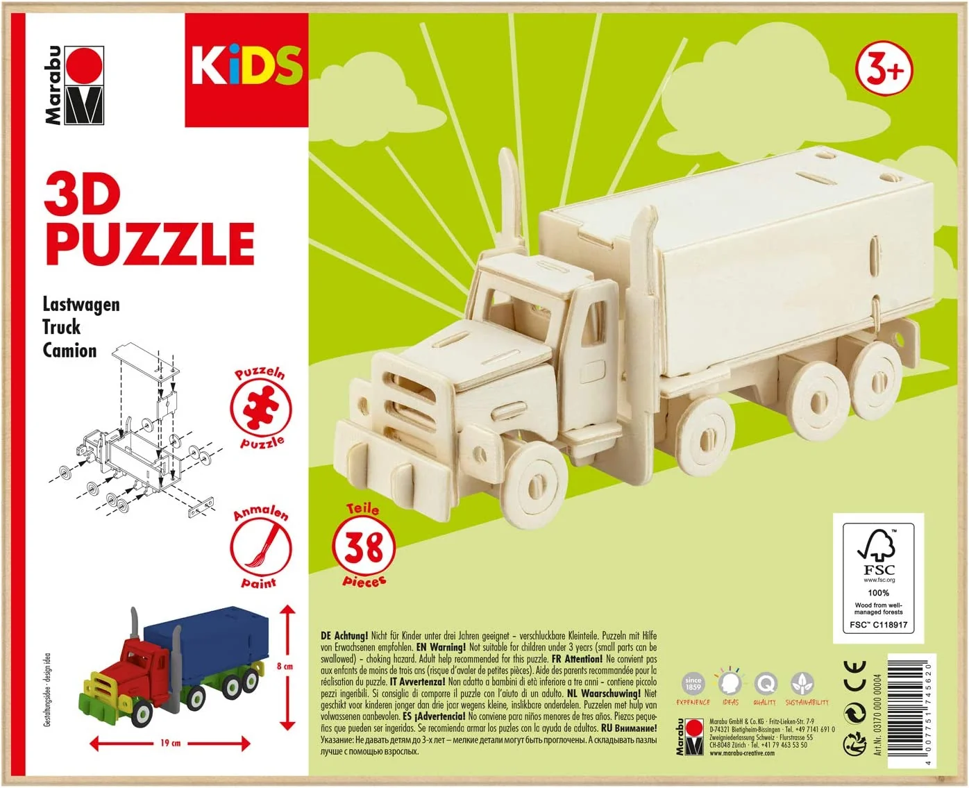 Marabu KiDS 3D Puzzle "Truck / Lastwagen", 38 Teile (EAN: 4007751745620)
