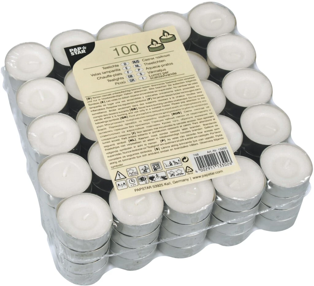 STARPAK Teelichter, Durchmesser: 38 mm, weiß (EAN: 4002911133026)