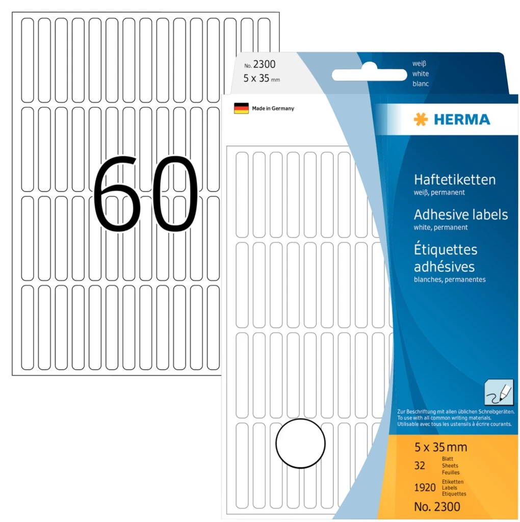 HERMA Vielzweck-Etiketten, 5 x 35 mm, weiß, Großpackung (EAN: 4008705023009)