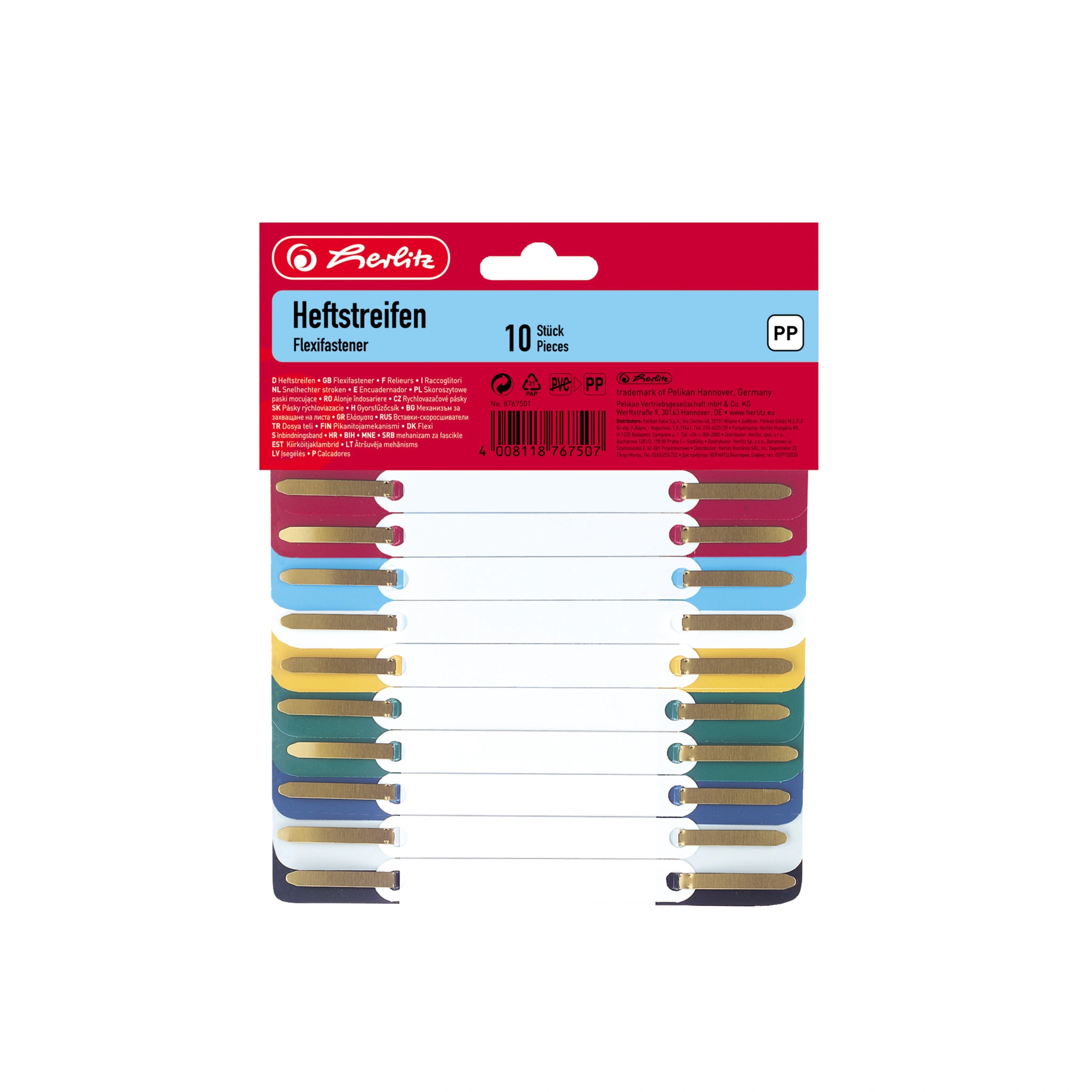 herlitz Heftstreifen, 34 x 150 mm, PP-Folie, farbig sortiert (EAN: 4008118767507)