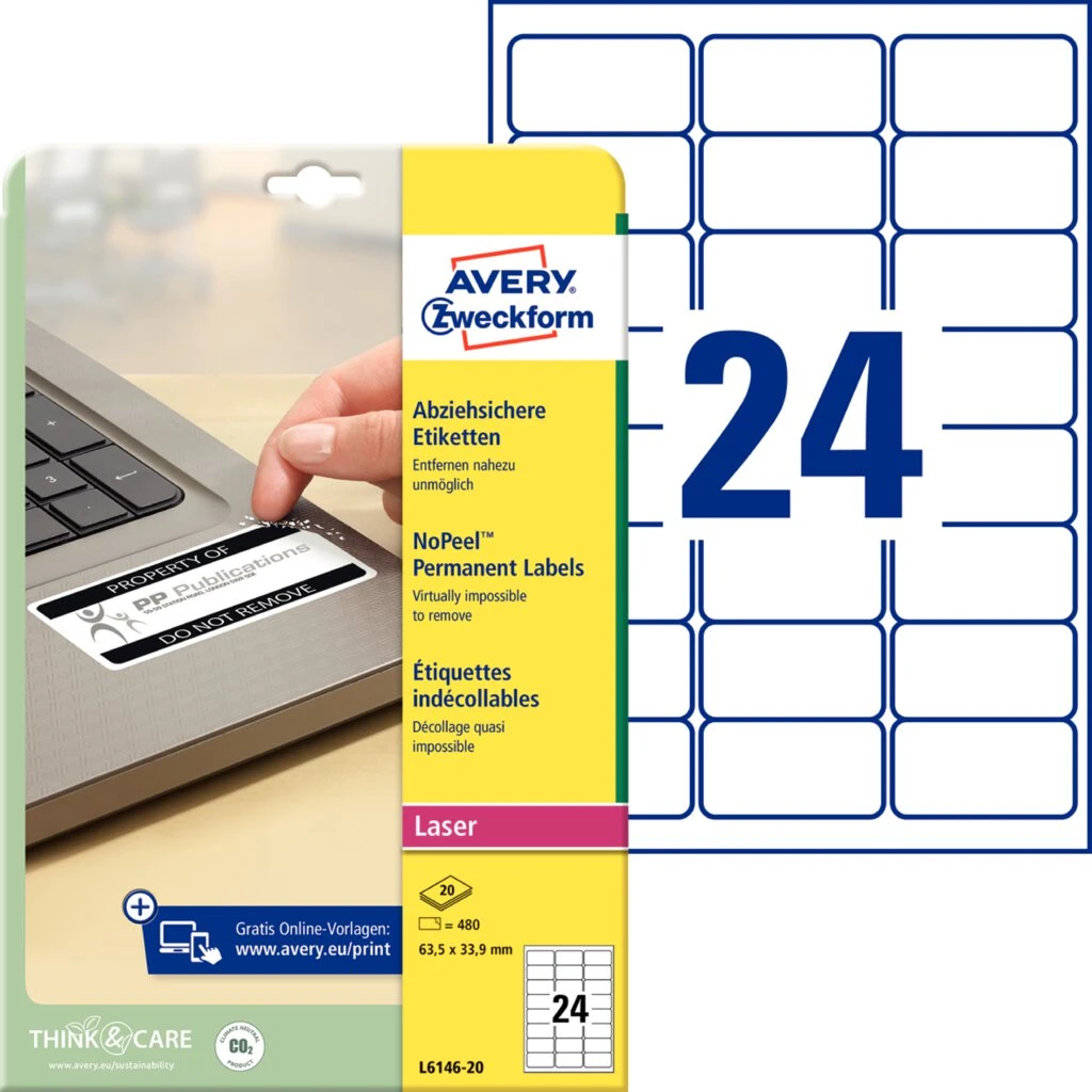 AVERY Zweckform Abziehsichere Etiketten, 63,5 x 33,9 mm (EAN: 4004182059883)
