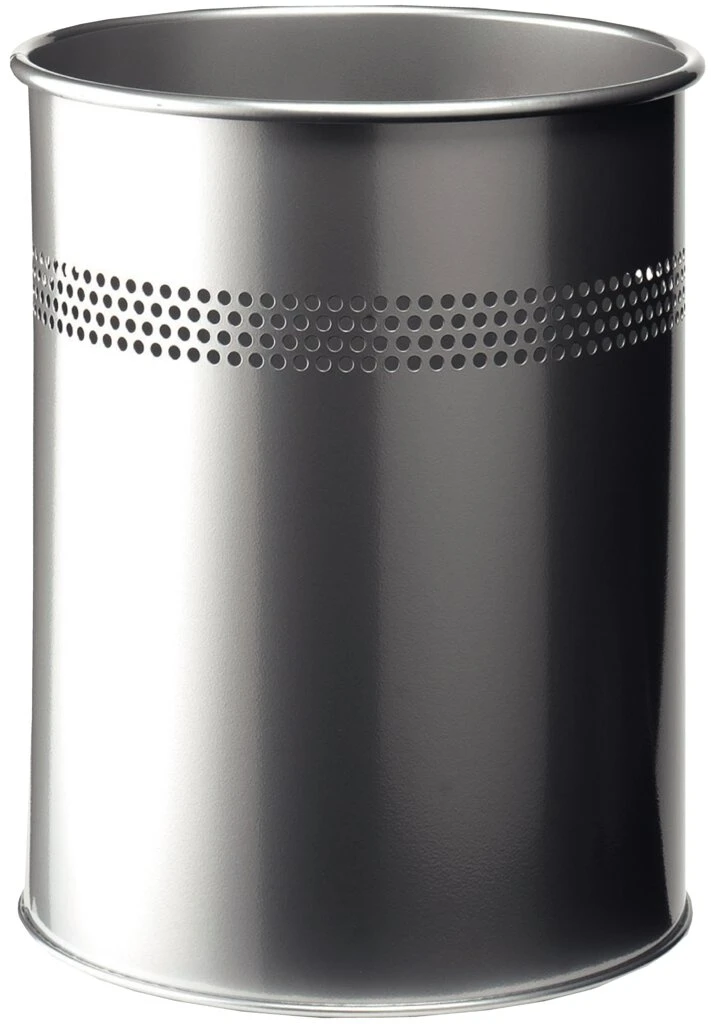 DURABLE Papierkorb METALL, rund, 15 Liter, metallic silber (EAN: 4005546988283)