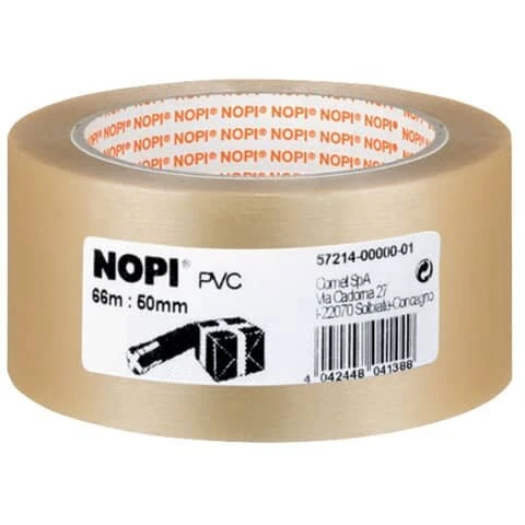 NOPI Verpackungsklebeband aus PVC, 50 mm x 66 m, transparent (EAN: 4042448041388)