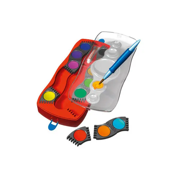 FABER-CASTELL Deckfarbkasten CONNECTOR, 24 Farben, rot (EAN: 4005401250319)