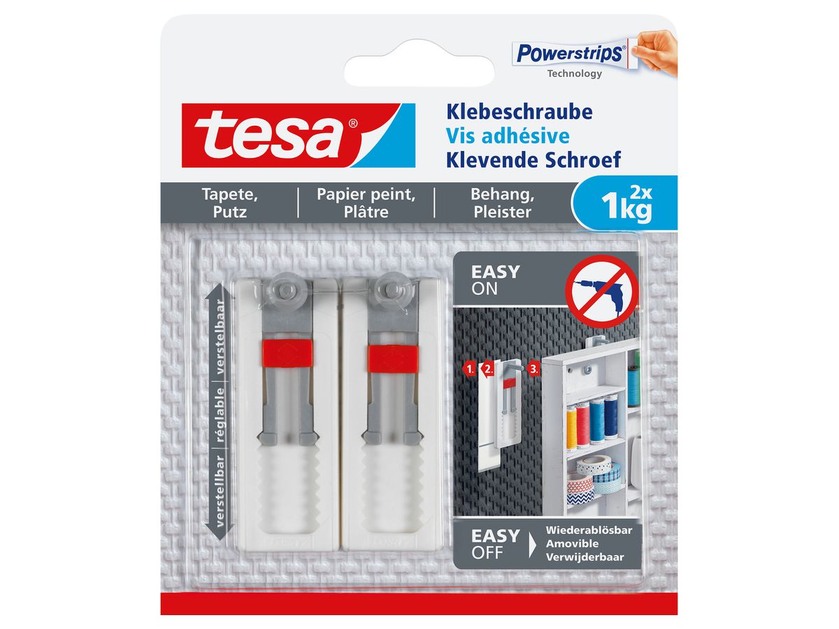 tesa Powerstrips Klebeschraube für Tapete/Putz, weiß (EAN: 4042448340498)