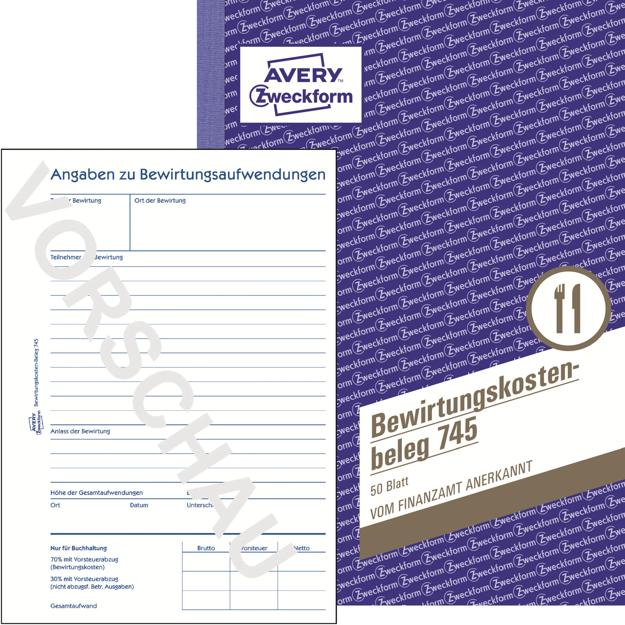 AVERY Zweckform Formularbuch "Bewirtungskosten-Beleg", A5 (EAN: 4004182007457)